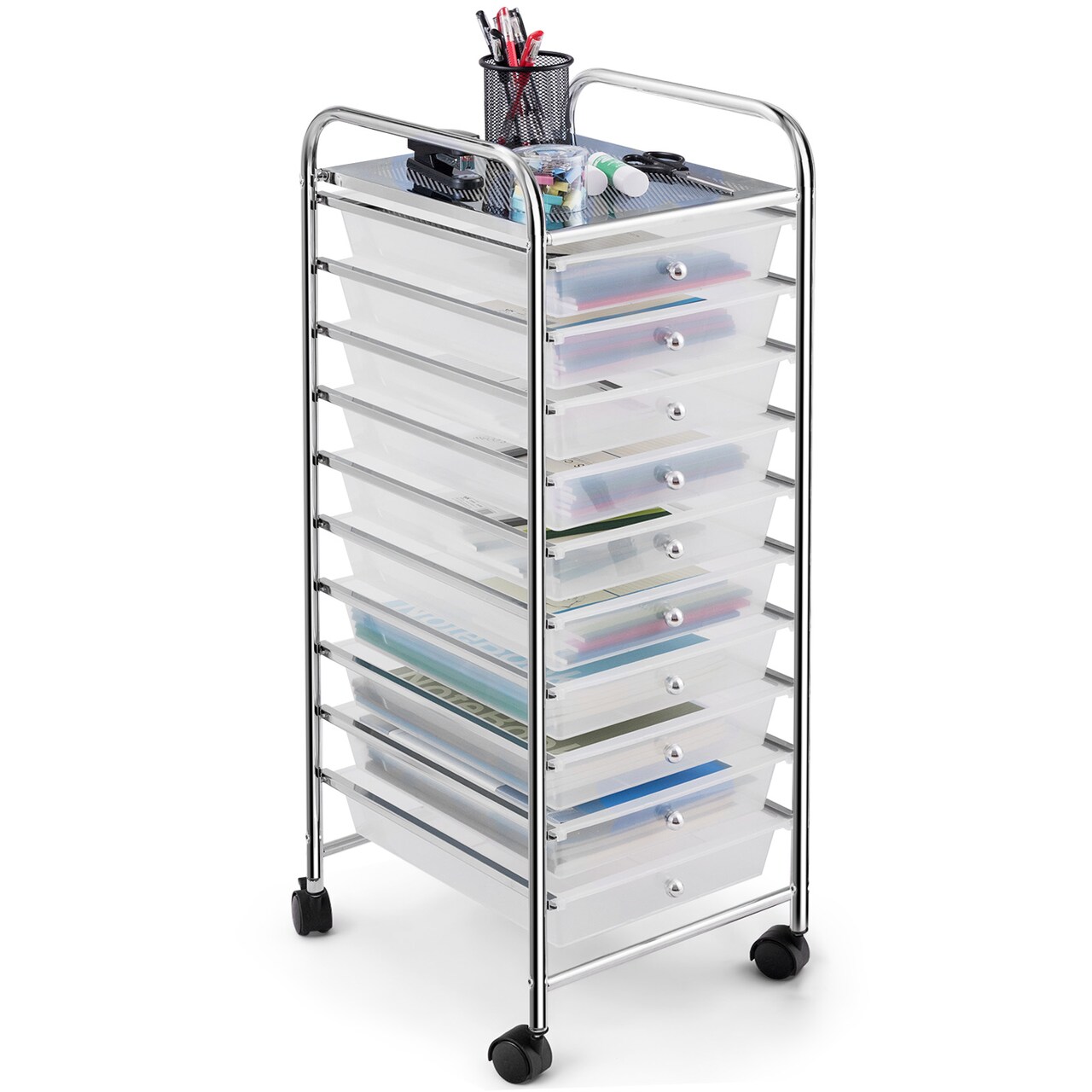Costway 10 Drawer Rolling Storage Cart Scrapbook Paper Office School